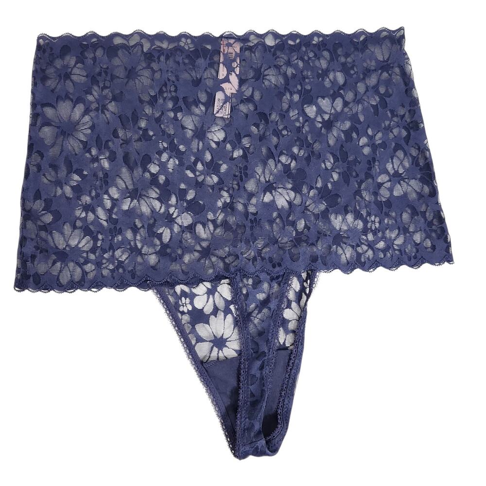5 PAIRS VICTORIA'S SECRET THONG PANTIES VERY SEXY HIGH WAIST SHEER LACE SZ LG